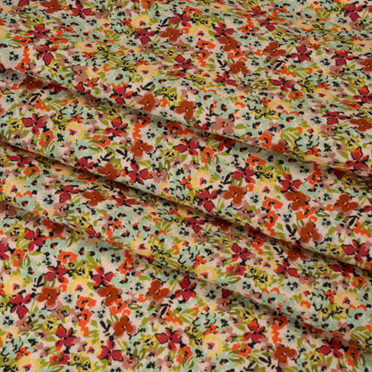 Cotton and Viscose Striped Seersucker - Off White, Sky Blue and Berry Red Little Florals - Mood Exclusive Blossom Breeze Print