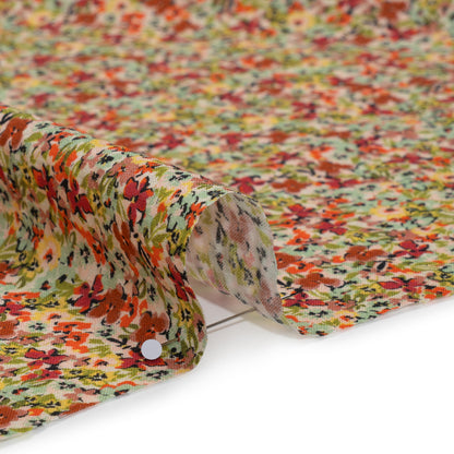 Cotton and Viscose Striped Seersucker - Off White, Sky Blue and Berry Red Little Florals - Mood Exclusive Blossom Breeze Print