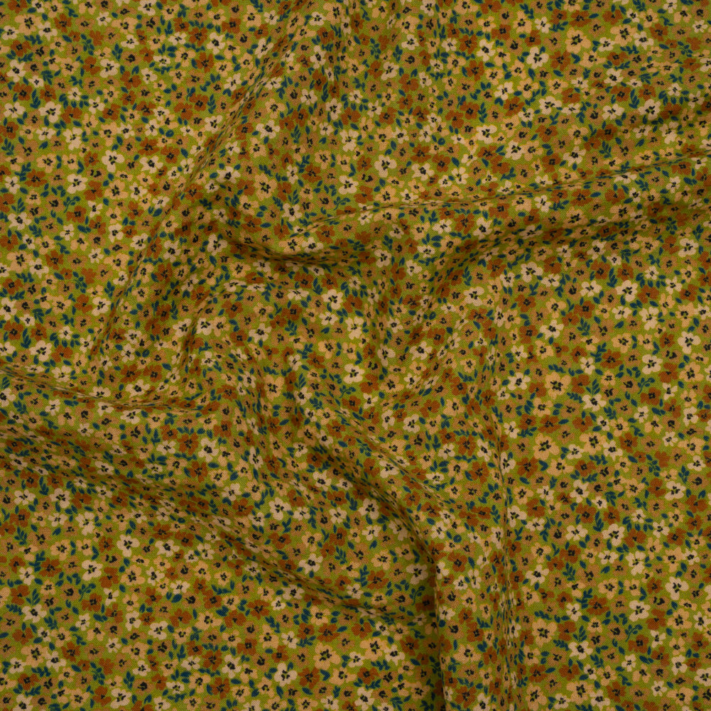 Cotton and Viscose Striped Seersucker - Green, Beige and Brown Ditsy Floral - Mood Exclusive Spring’s Sweet Song Print