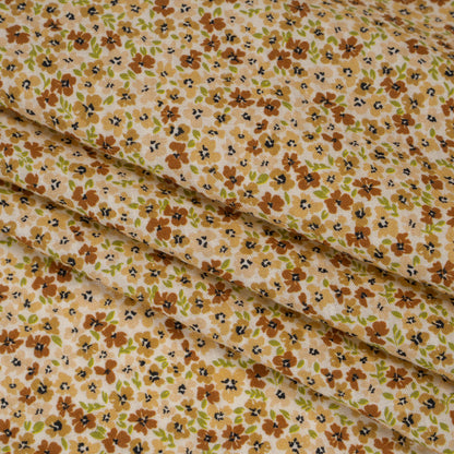 Cotton and Viscose Striped Seersucker - Beige, Tan and Light Green Ditsy Floral - Mood Exclusive Spring’s Sweet Song Print Folded