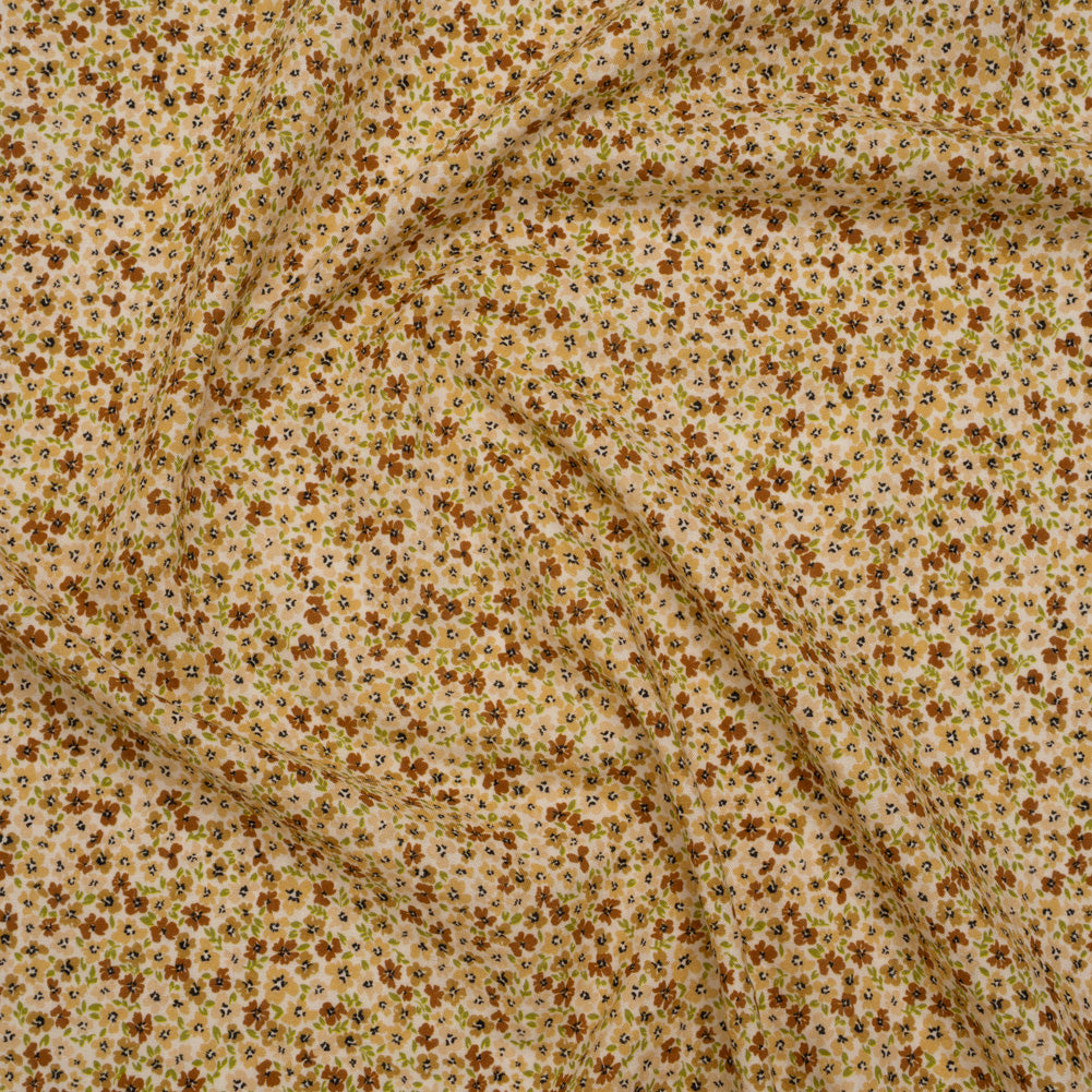 Cotton and Viscose Striped Seersucker - Beige, Tan and Light Green Ditsy Floral - Mood Exclusive Spring’s Sweet Song Print