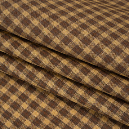 Medium Weight Linen Woven - Brown and Beige Plaid