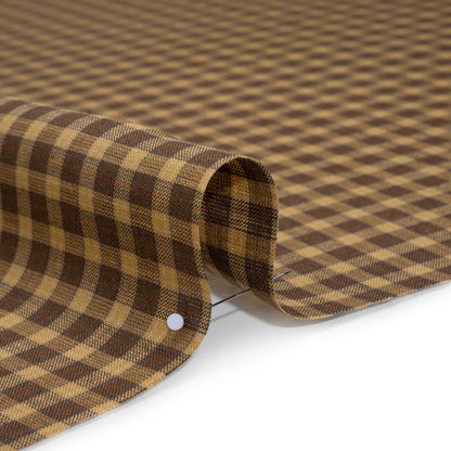 Medium Weight Linen Woven - Brown and Beige Plaid