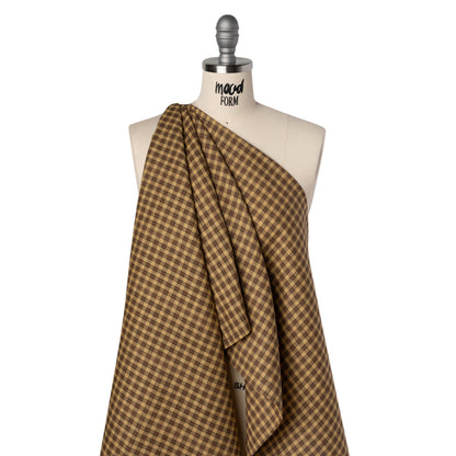 Medium Weight Linen Woven - Brown and Beige Plaid