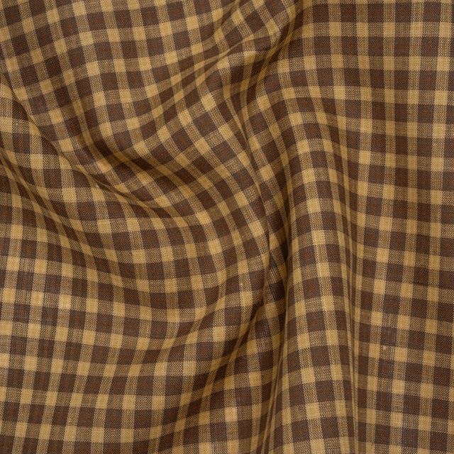 Medium Weight Linen Woven - Brown and Beige Plaid
