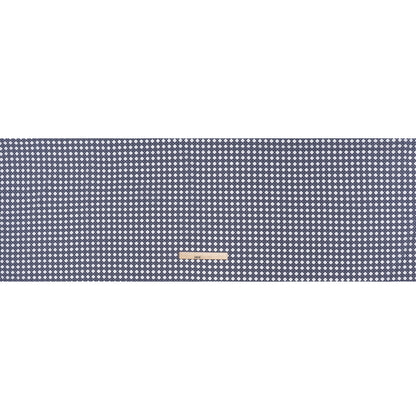 Cotton and Rayon Woven Shirting Print - Navy Blue and White Wicker Basket Lattice - Deadstock