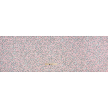 Cotton and Viscose Jersey Print - Light Pink, Ivory and Gray Rose Vines - Deadstock