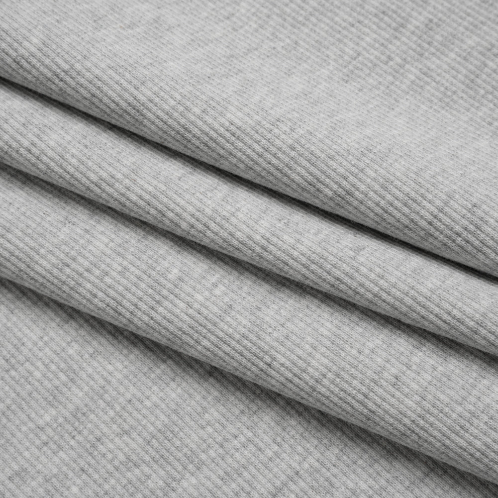 Stretch Cotton 2x2 Rib Knit - Heathered Gray - Deadstock - Folded