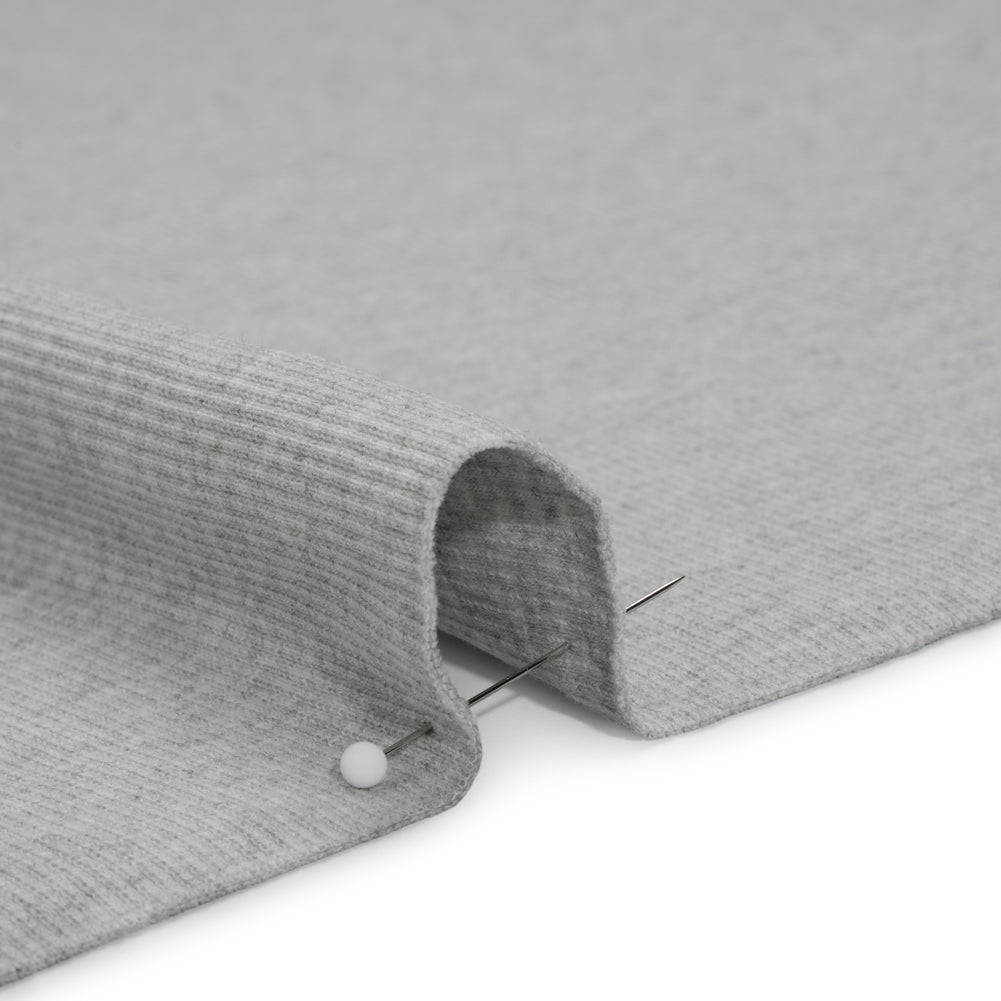 Stretch Cotton 2x2 Rib Knit - Heathered Gray - Deadstock - Detail