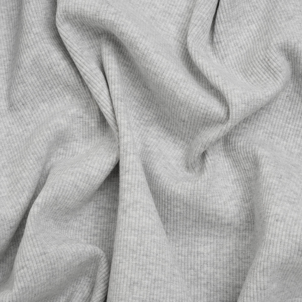 Stretch Cotton 2x2 Rib Knit - Heathered Gray - Deadstock