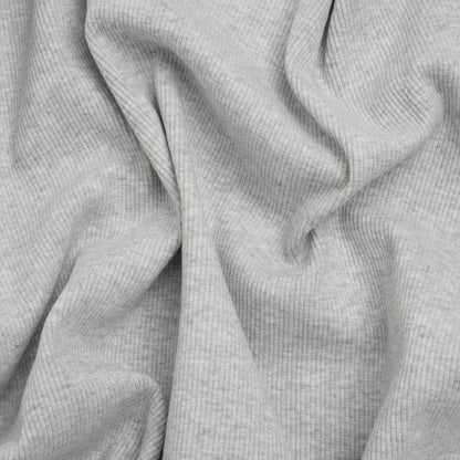 Stretch Cotton 2x2 Rib Knit - Heathered Gray - Deadstock