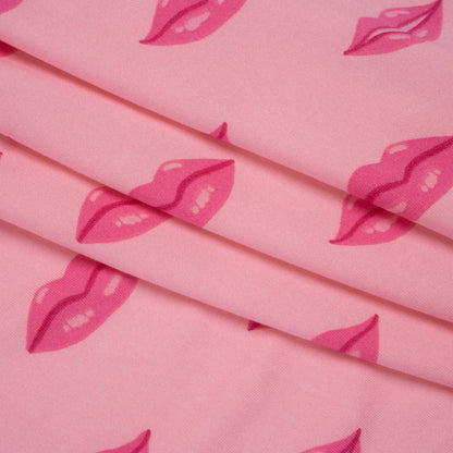 Stretch Polyester ITY Jersey Print by Vera Wang - Pink Lips - Deadstock