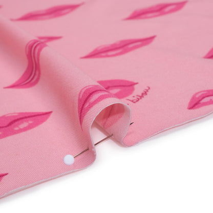 Stretch Polyester ITY Jersey Print by Vera Wang - Pink Lips - Deadstock