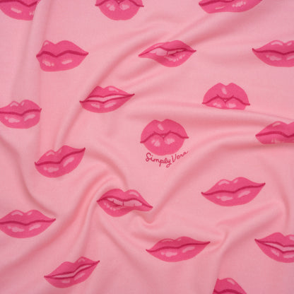 Stretch Polyester ITY Jersey Print by Vera Wang - Pink Lips - Deadstock