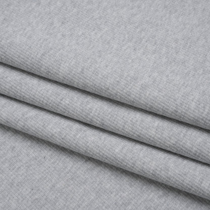 Stretch Cotton 2x2 Rib Knit - Light Heathered Gray - Deadstock