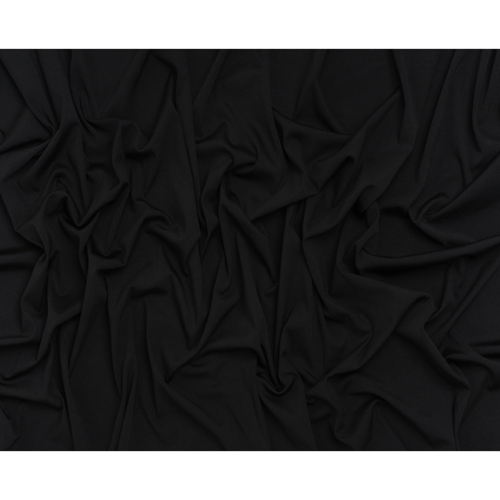 Stretch Recycled Polyester 1x1 Rib Knit - Jet Black - Deadstock - Full
