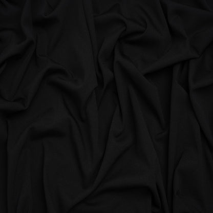 Stretch Recycled Polyester 1x1 Rib Knit - Jet Black - Deadstock