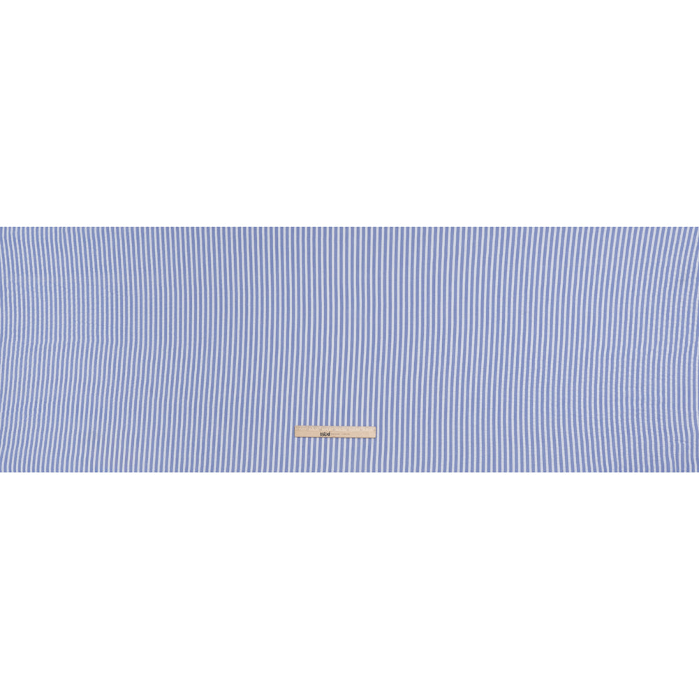 Rayon Seersucker - Light Blue and White Stripes - Deadstock - Full