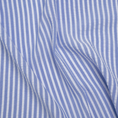 Rayon Seersucker - Light Blue and White Stripes - Deadstock