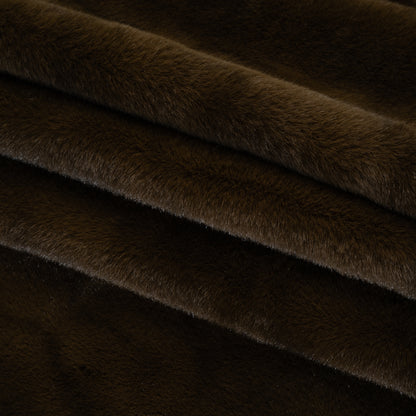 Plush Medium Pile Recycled Polyester Faux Fur - Chocolate Brown Folded