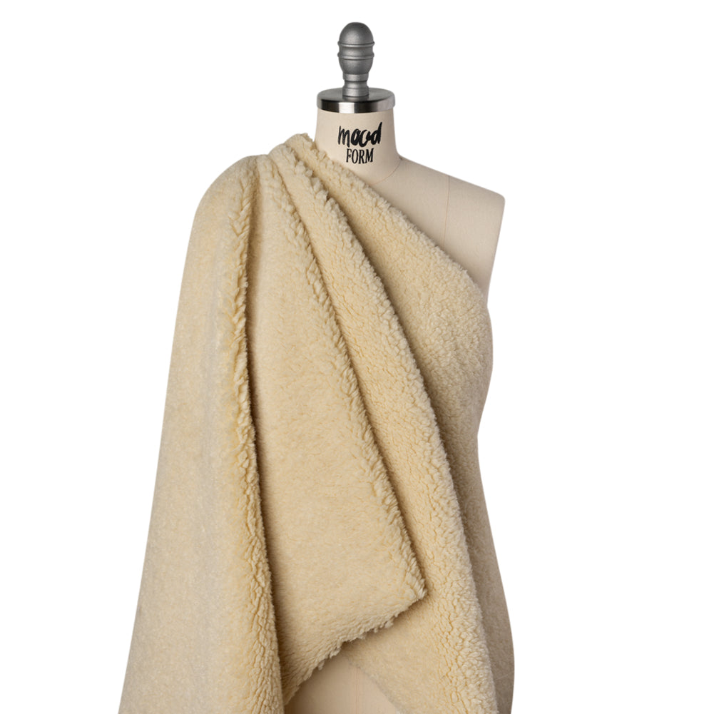 Recycled Polyester Faux Sherling Fur - Ecru - Drape