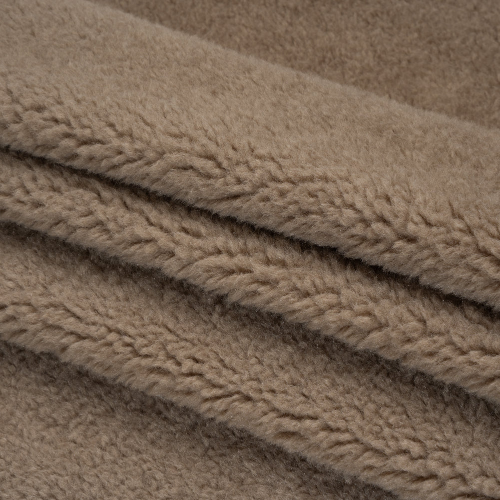 Recycled Polyester Faux Sherling Fur - Warm Gray Folded