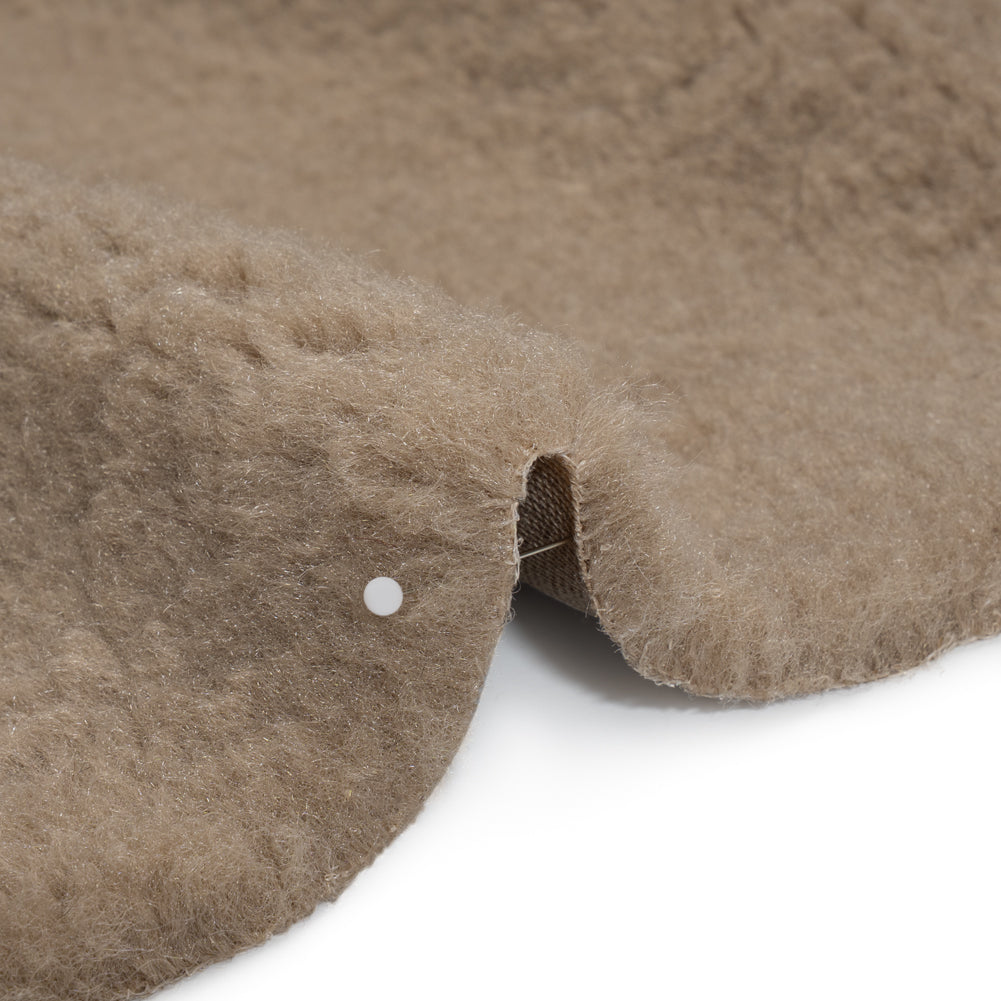 Recycled Polyester Faux Sherling Fur - Warm Gray Detail