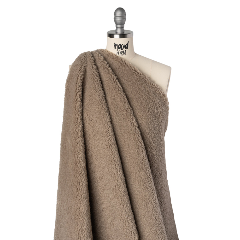 Recycled Polyester Faux Sherling Fur - Warm Gray Drape