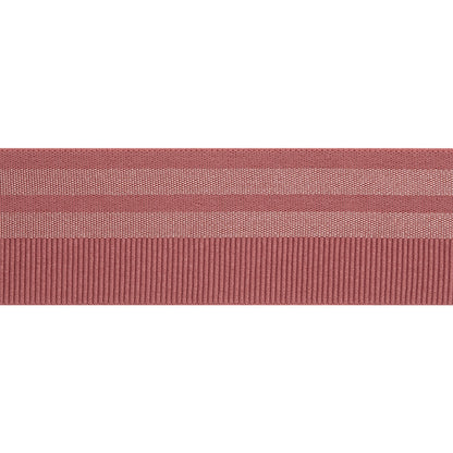Nylon Elastic Trim with Satin Stripes and Ribbing Made in Italy - 1.625" - Dusty Rose