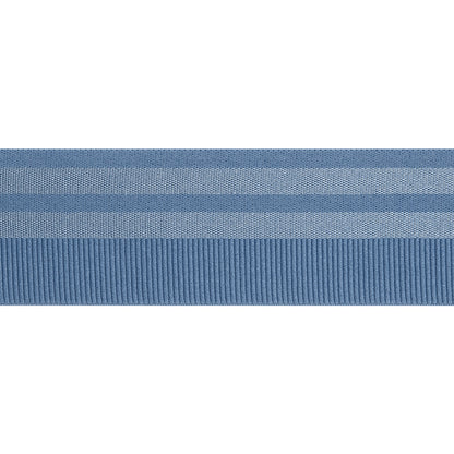 Nylon Elastic Trim with Satin Stripes and Ribbing Made in Italy - 1.625" - Country Blue