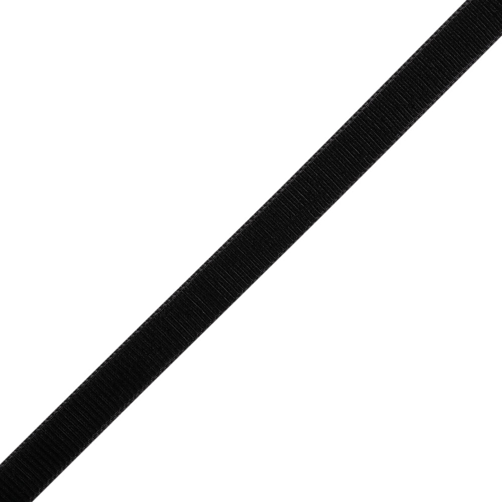 Grosgrain Ribbed Velvet Ribbon Trim Made in Italy - 0.375" - Black - Folded