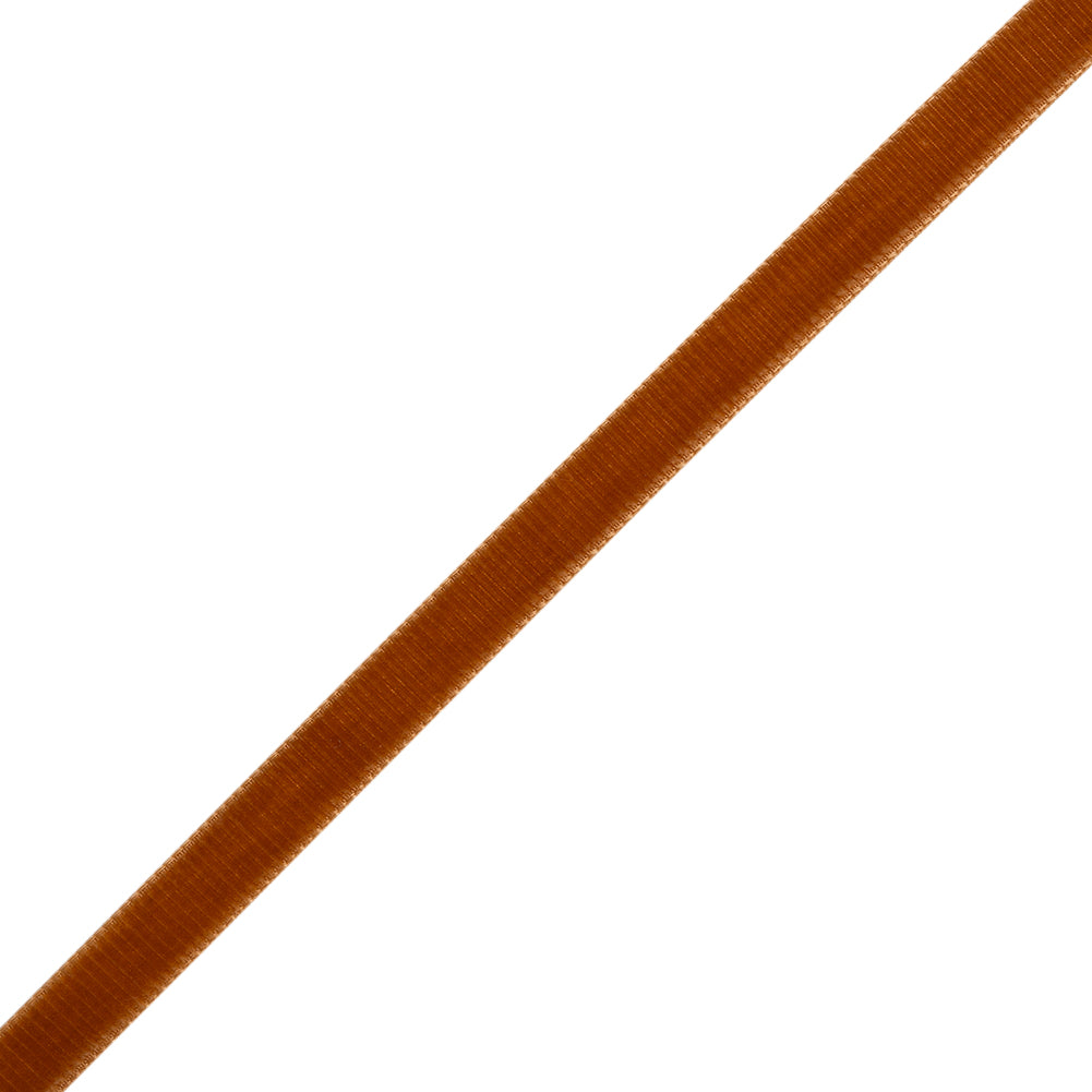 Grosgrain Ribbed Velvet Ribbon Trim Made in Italy - 0.375" - Rust - Folded