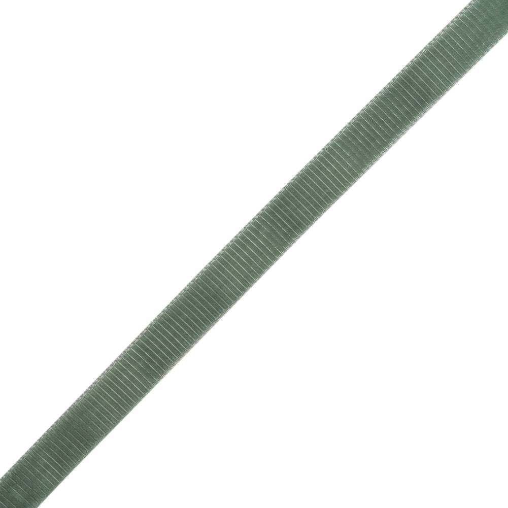 Grosgrain Ribbed Velvet Ribbon Trim Made in Italy - 0.375" - Light Green - Folded