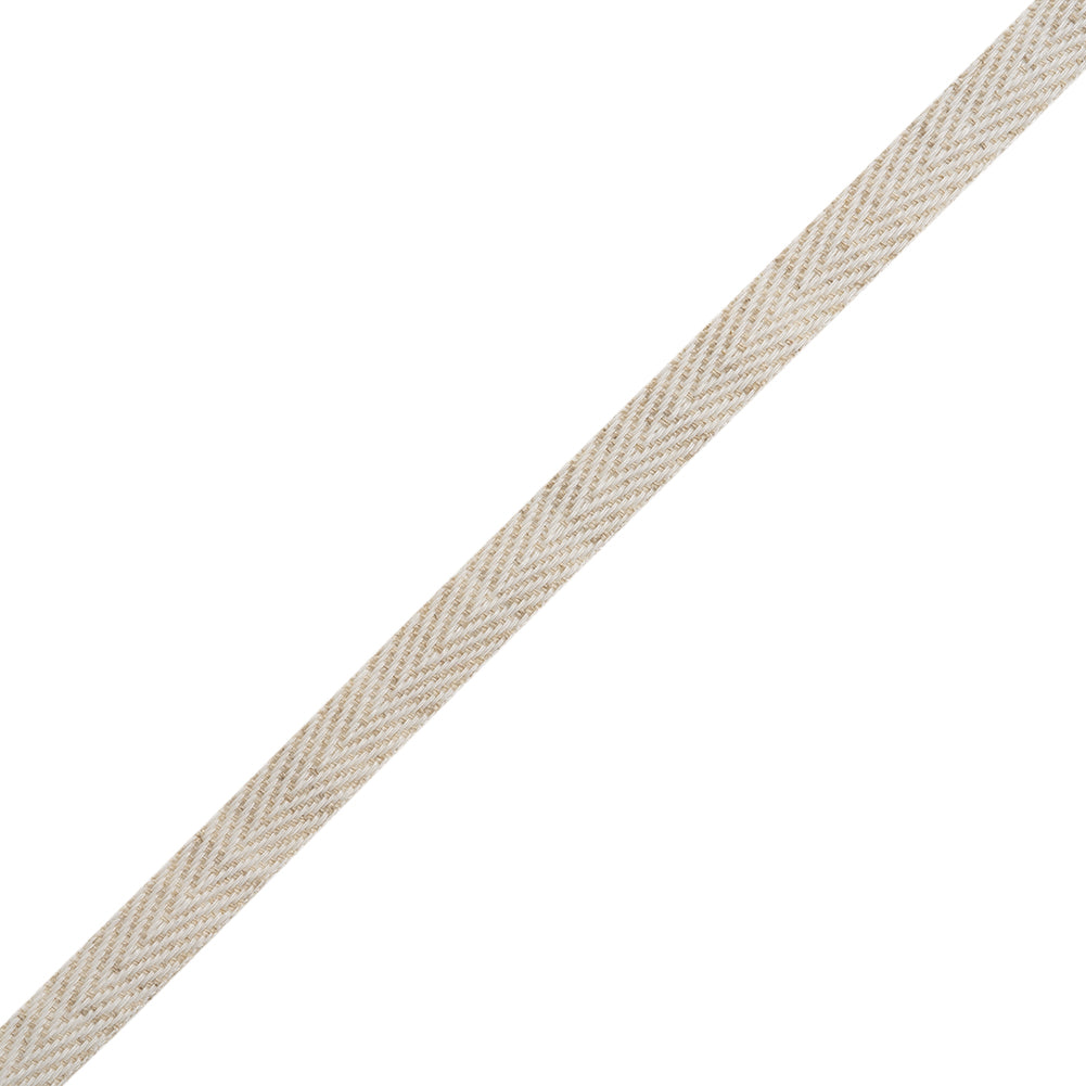 Linen Blend Twill Tape Made in Italy - 10mm - Oatmeal - Folded