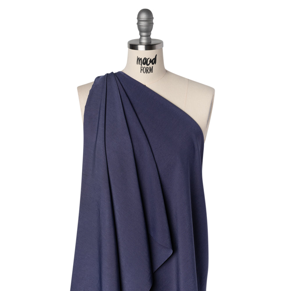 Polyester Peachskin - Denim Blue - Deadstock - Drape