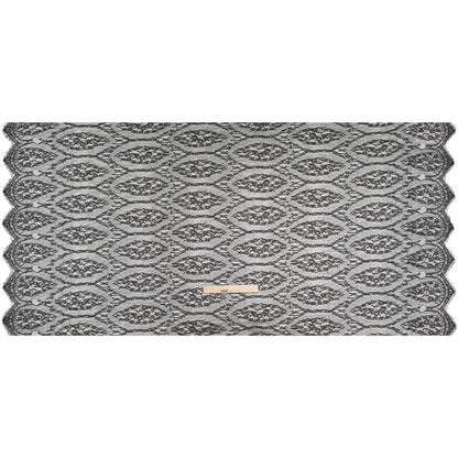 Raschel Lace with Finished Edges - Black Floral Lozenges - Deadstock