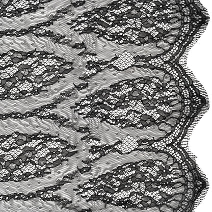 Raschel Lace with Finished Edges - Black Floral Lozenges - Deadstock