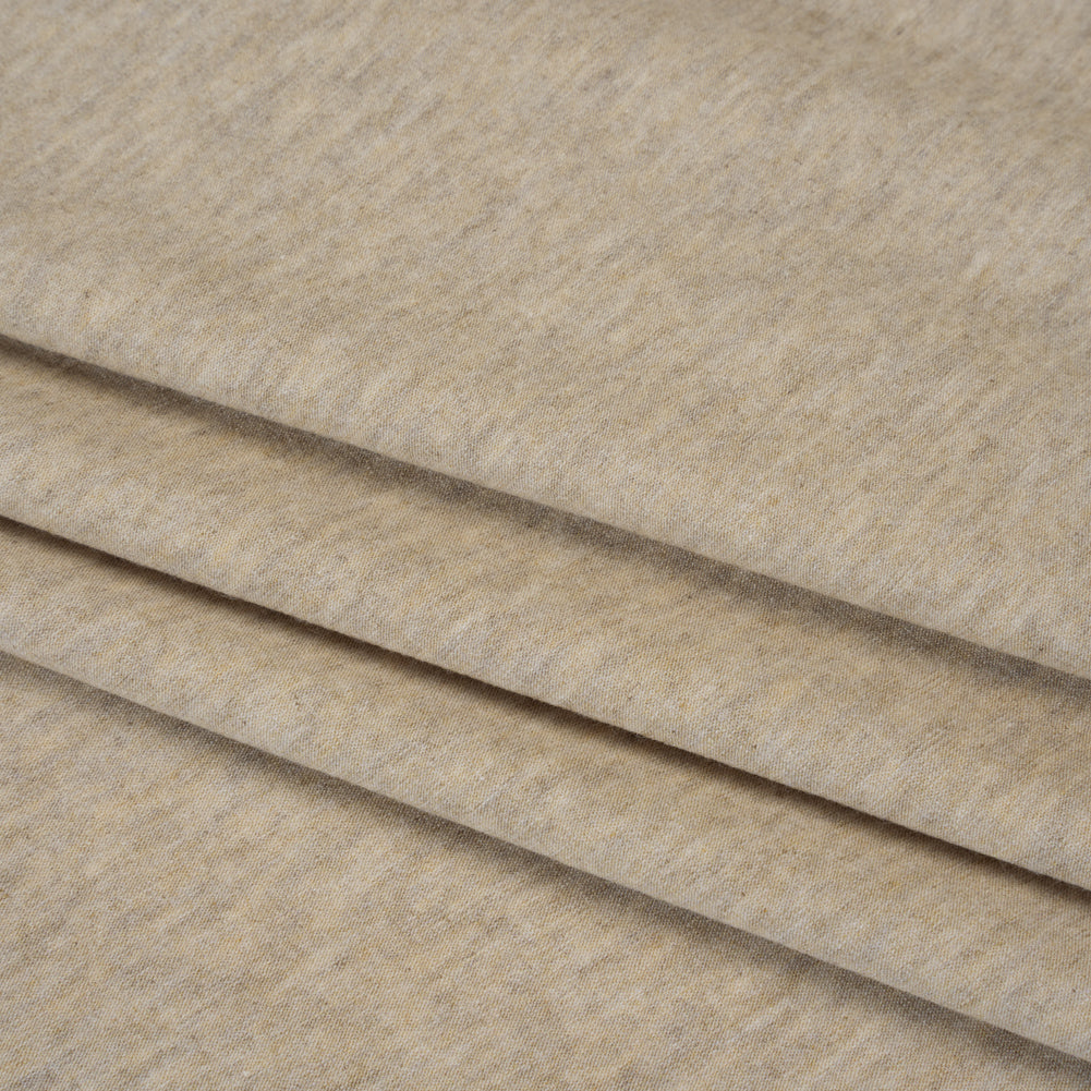 Stretch Rayon Jersey - Oatmeal Heathered - Deadstock - Folded