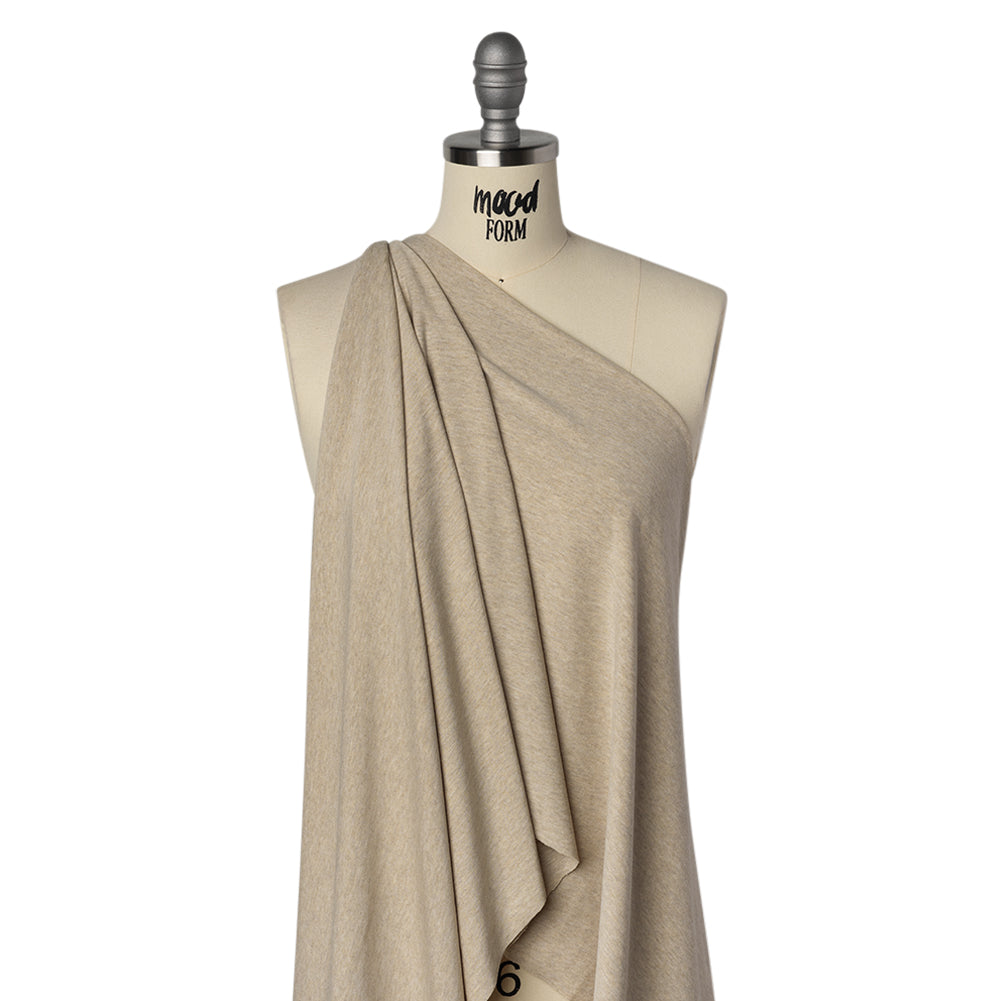 Stretch Rayon Jersey - Oatmeal Heathered - Deadstock - Drape