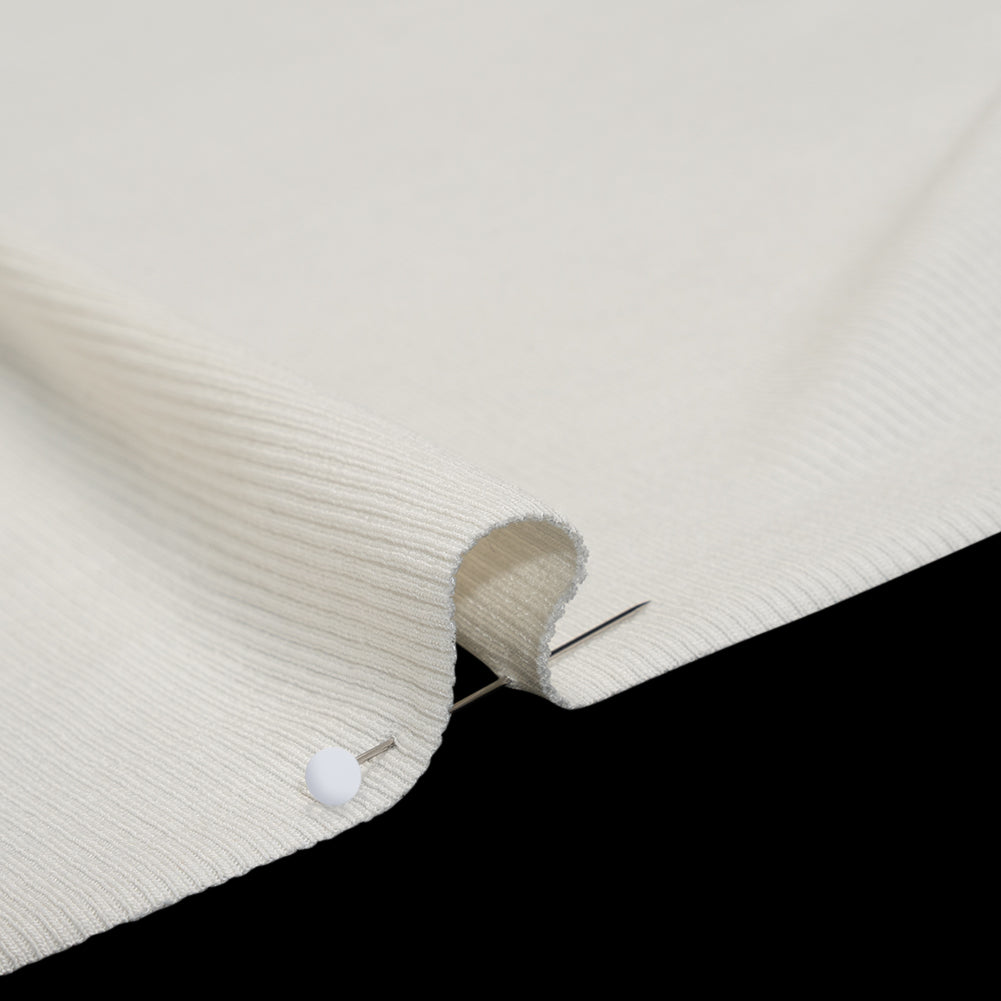 Stretch Rayon 2x2 Rib Knit - Natural - Deadstock - Detail
