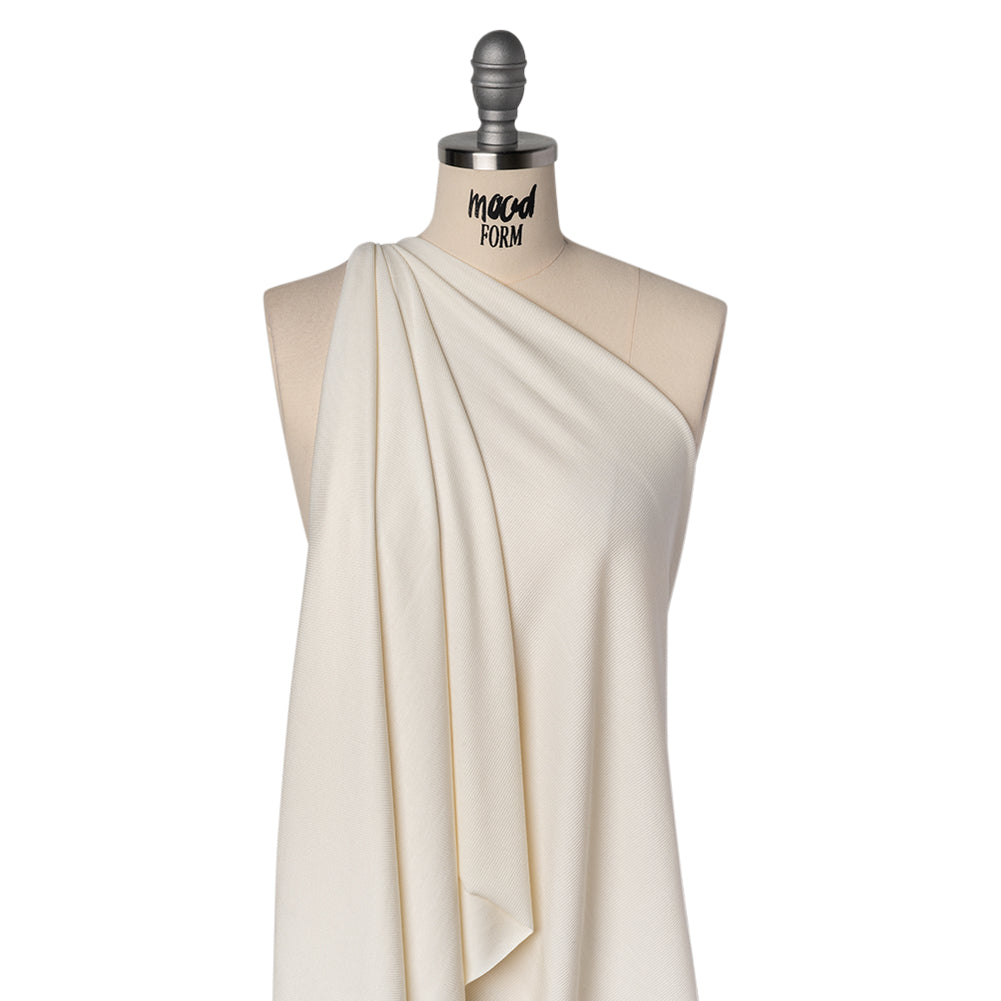 Stretch Rayon 2x2 Rib Knit - Natural - Deadstock - Drape