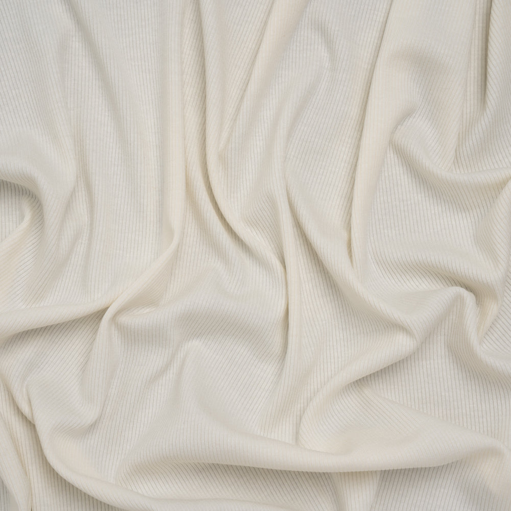 Stretch Rayon 2x2 Rib Knit - Natural - Deadstock