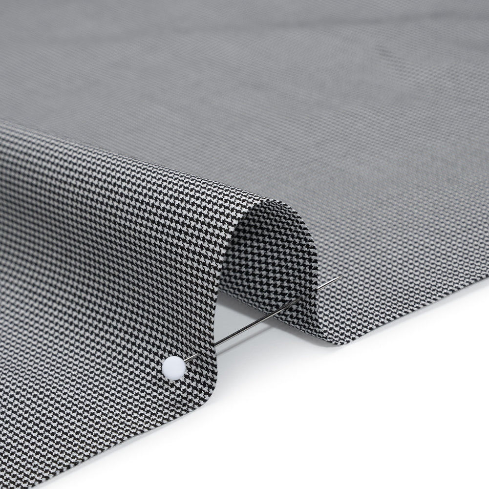 Cotton Twill Shirting - Black and White Tiny Houndstooth - Deadstock - Detail