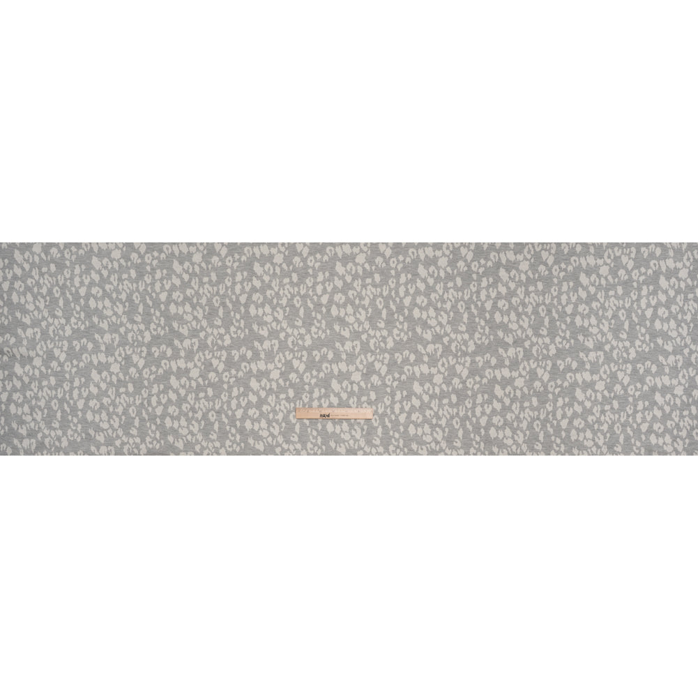 Cotton and Polyester Jacquard Knit French Terry - Heathered Gray and Ivory Leopard Spots - Deadstock - Full