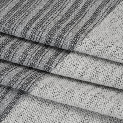 Cotton Blend French Terry - Heathered Light Gray and Charcoal Gradient Stripes - Deadstock