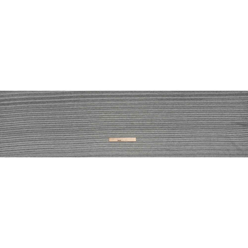 Cotton Blend French Terry - Heathered Light Gray and Charcoal Gradient Stripes - Deadstock - Full