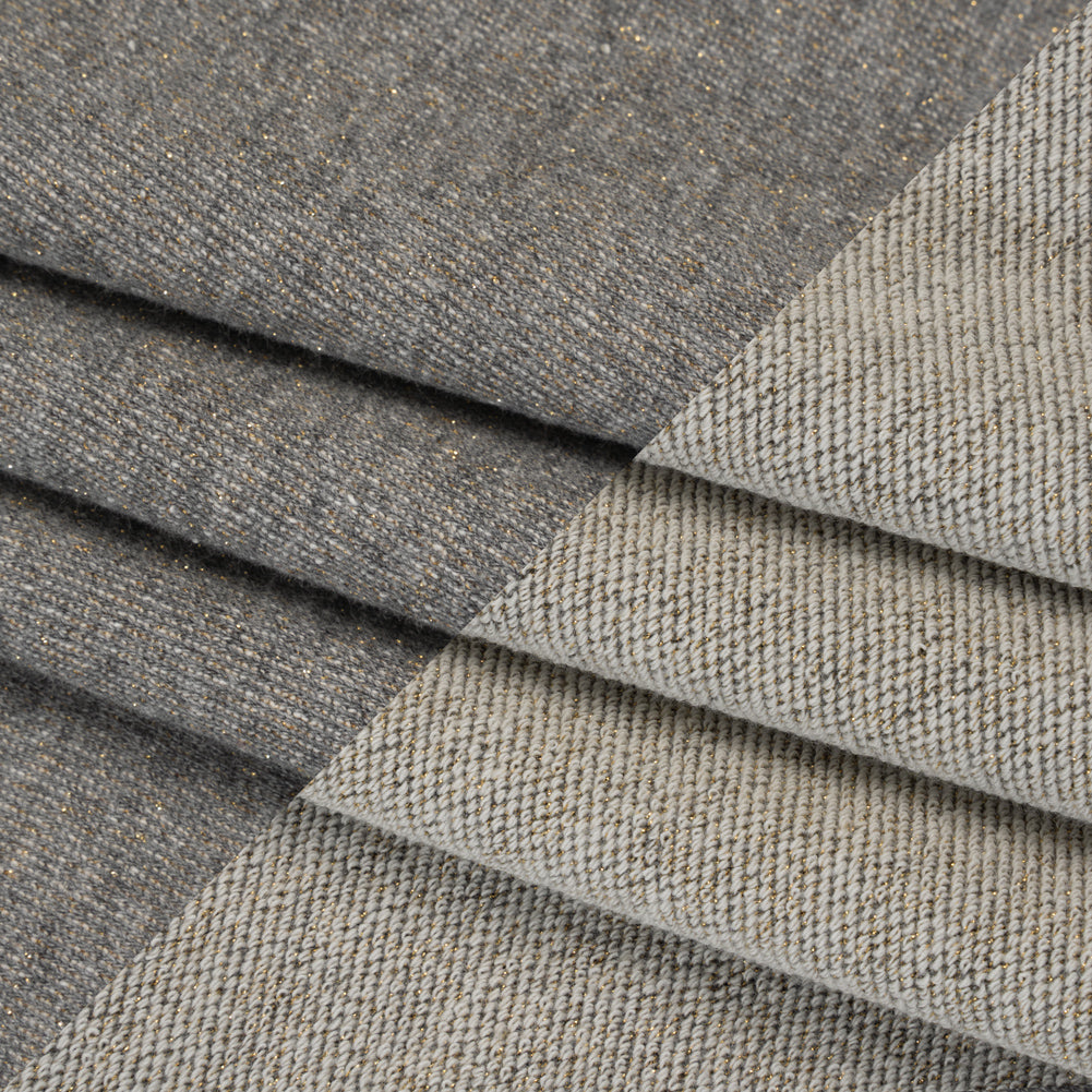 Metallic Cotton Blend French Terry - Heathered Gray and Metallic Gold - Deadstock - Folded