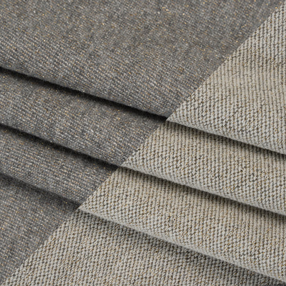 Metallic Cotton Blend French Terry - Heathered Gray and Metallic Gold - Deadstock