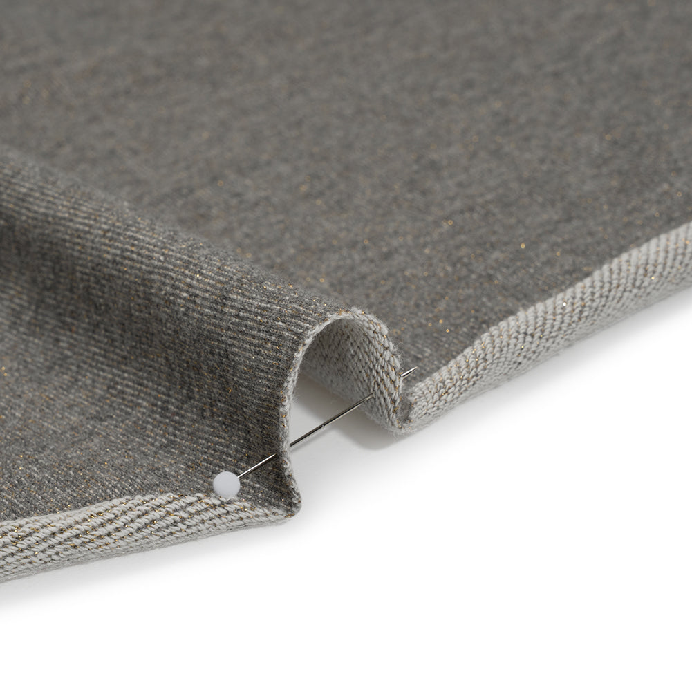 Metallic Cotton Blend French Terry - Heathered Gray and Metallic Gold - Deadstock - Detail