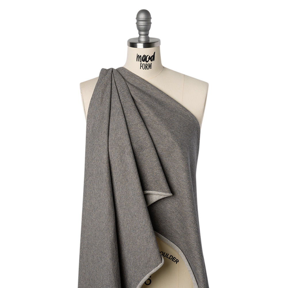 Metallic Cotton Blend French Terry - Heathered Gray and Metallic Gold - Deadstock - Drape